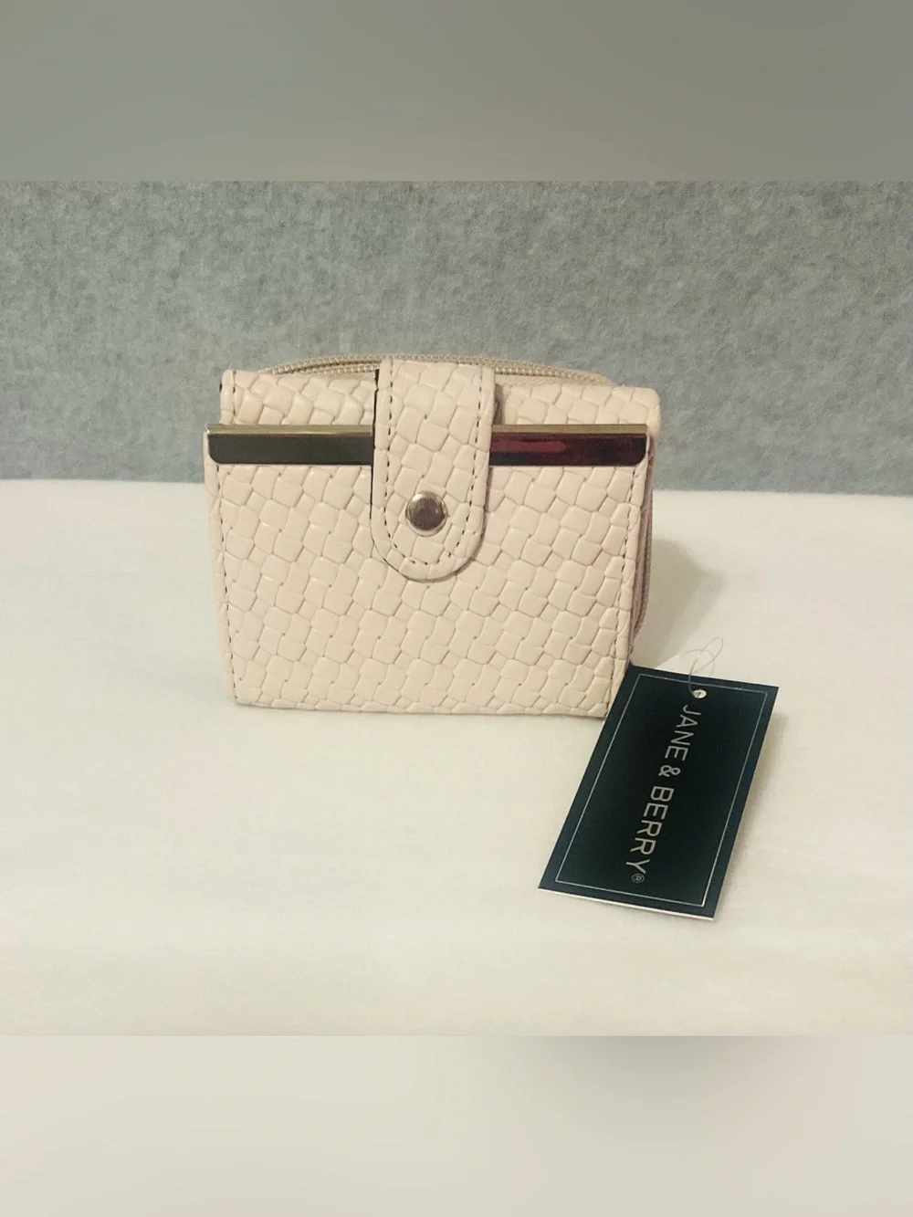 Jane & Berry Compact Wallets for women Cream Woven Compact